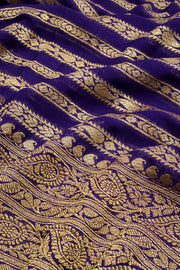 Cloud Burst Blue Handloom Khaddi Banarasi Chiffon Saree 10062769