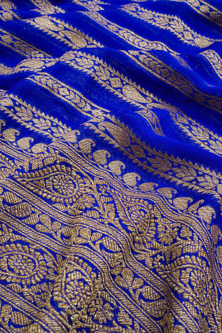 Royal Blue Handloom Khaddi Banarasi Chiffon Saree 10062773