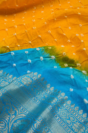Mango Yellow Kanjivaram Pure Silk Bandhani Saree 10062801