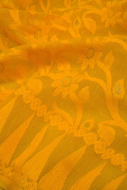 Yellow Ochre Handloom Jamdani Style Cotton Saree 10062821