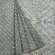 Grey Handcrafted Bandhani Cotton Saree 10062987