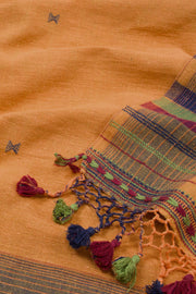 Dark Peach Orange Handloom Bhujodi Kala Cotton Saree 10063040