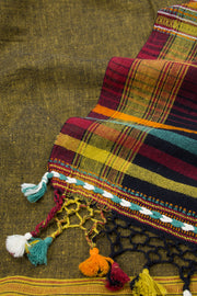 Dark Moss Green Handloom Bhujodi Kala Cotton Saree 10063044