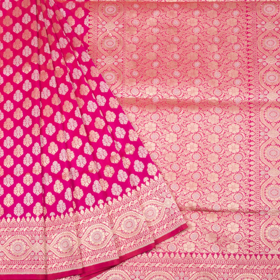 Hot Pink Handloom Banarasi Katan Silk Saree 10063206