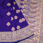 Honey Flower Purple Handloom Banarasi Katan Silk Saree 10063210