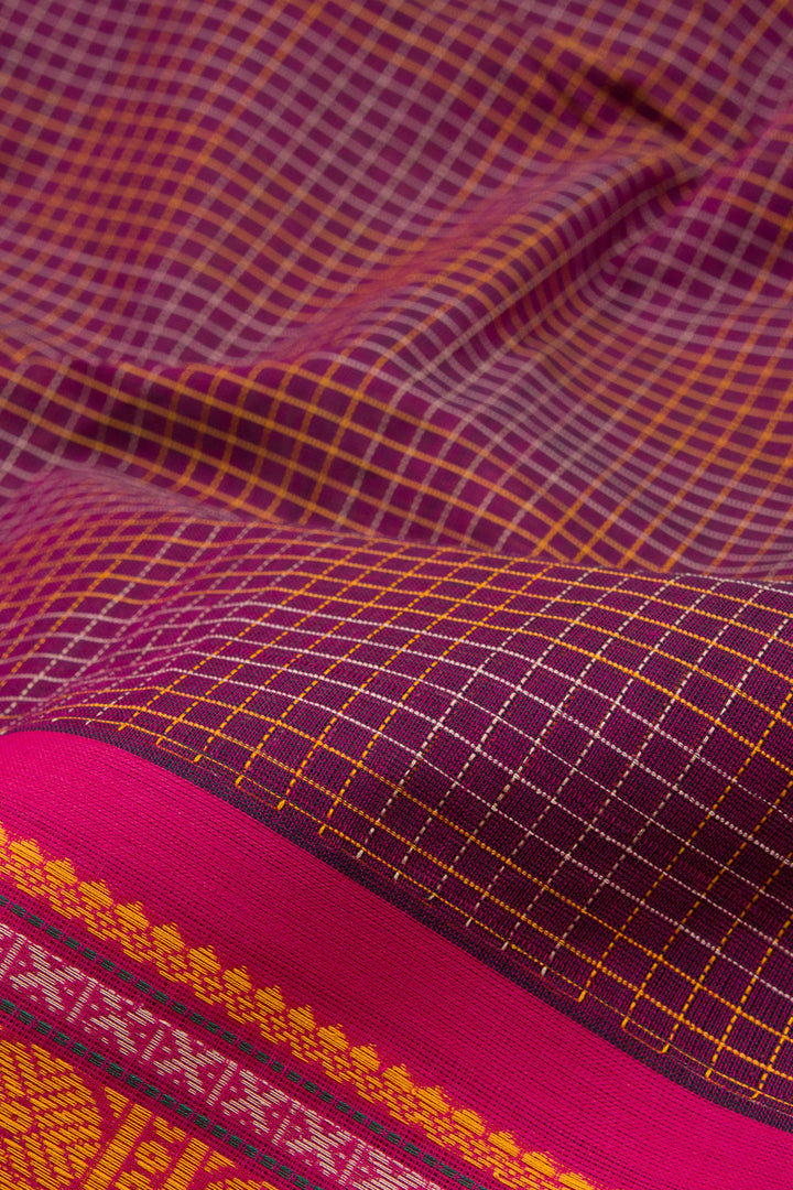 Wine Purple Handloom Kanchi Cotton Saree 10063656