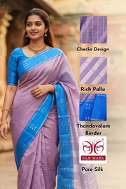 Blue Korvai Kanjivaram Silk Saree with Thandavalam Border 10077920