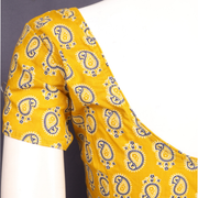Yellow Cotton Block Printed Padded Blouse 10077147