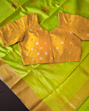 Yellow Banarasi Chiniya Silk Blouse 10075018