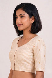 Cream Aari Embroidered Chanderi Silk Blouse 10077769