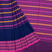 Navy Blue Handloom Dhaniakhali Cotton Saree 10062578
