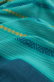 Teal Blue Handloom Dhaniakhali Cotton Saree 10062582