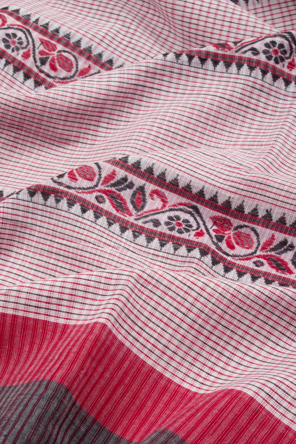 Pastel Pink Handloom Dhaniakhali Cotton Saree 10062591
