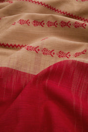 Beige Handloom Dhaniakhali Cotton Saree 10062599