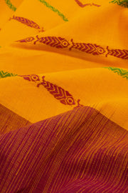Mango Yellow Handloom Dhaniakhali Cotton Saree 10062605
