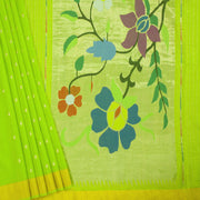Lime Green Handloom Paithani Cotton Saree 10062503