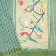 Sage Green Handloom Paithani Cotton Saree 10062506