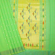 Neon Green Handloom Paithani Cotton Saree with Silk Pallu 10062508