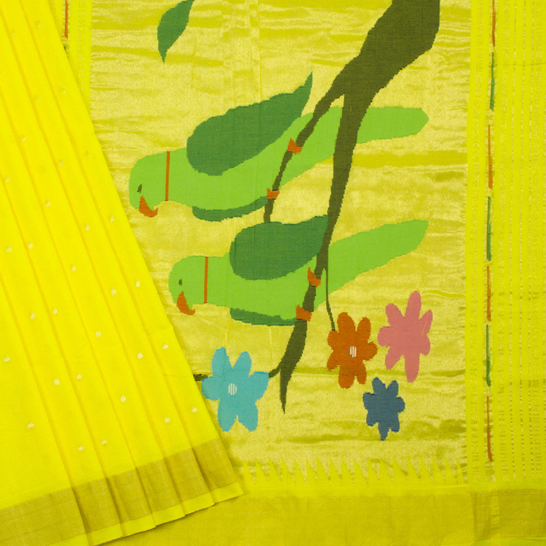Yellow Handwoven Hastakala Paithani Cotton Saree 10062509