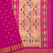 Raspberry Pink Handloom Paithani Cotton Saree 10062510