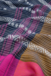 Navy Blue Handloom Dhaniakhali Cotton Saree 10062570