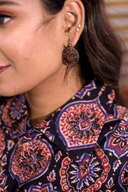 Black Hand Block Printed Cotton Kurta 10062649