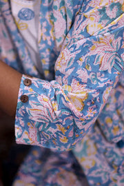 White Embroidered Midi Coat Cotton Dress With Printed Jacket 10062675