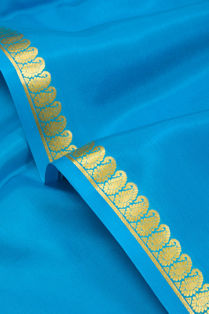 Turquoise Blue Mysore Crepe Silk Saree 10062311