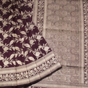 Burgundy Handloom Banarasi Katan Silk Saree 10063200