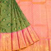 Forest Green Pure Zari Korvai Kanjivaram Silk Saree 10062638