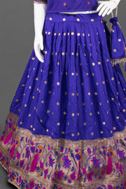 Violet Handcrafted Paithani Lehenga - 10065965