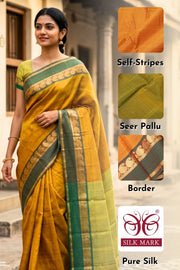 Yellow Kanjivaram Pure silk saree with Paisley Border 10077898