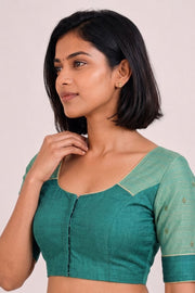Green Aari Embroidered Chanderi Silk Cotton Blouse 10068928