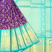 Royal Purple Pure Zari Korvai Kanjivaram Silk Saree 10062637