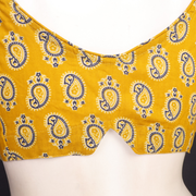 Yellow Cotton Block Printed Padded Blouse 10077147