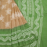 Cream Handcrafted Bandhani Mulmul Cotton Saree 10062536