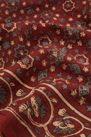 Red Ajrakh Printed Cotton Saree 10062720