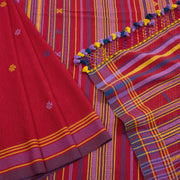 Carmine Red Handloom Bhujodi Kala Cotton Saree 10062738
