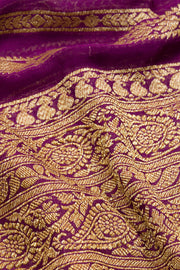 Deep Violet Handloom Khaddi Banarasi Chiffon Saree 10062767