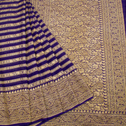 Cloud Burst Blue Handloom Khaddi Banarasi Chiffon Saree 10062769