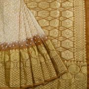 Cream Kanjivaram Pure Silk Bandhani Saree 10062802