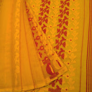 Golden Yellow Handloom Jamdani Style Cotton Saree 10062819