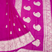 Hot Pink Handloom Khaddi Banarasi Chiffon Saree 10062975