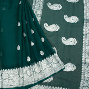 Forest Green Handloom Khaddi Banarasi Chiffon Saree 10062982