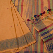 Dark Peach Orange Handloom Bhujodi Kala Cotton Saree 10063040