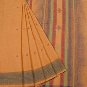 Dark Peach Orange Handloom Bhujodi Kala Cotton Saree 10063040