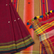 Maroon Handloom Bhujodi Kala Cotton Saree 10063042