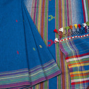 Medium Teal Blue Handloom Bhujodi Kala Cotton Saree 10063047