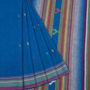 Medium Teal Blue Handloom Bhujodi Kala Cotton Saree 10063047