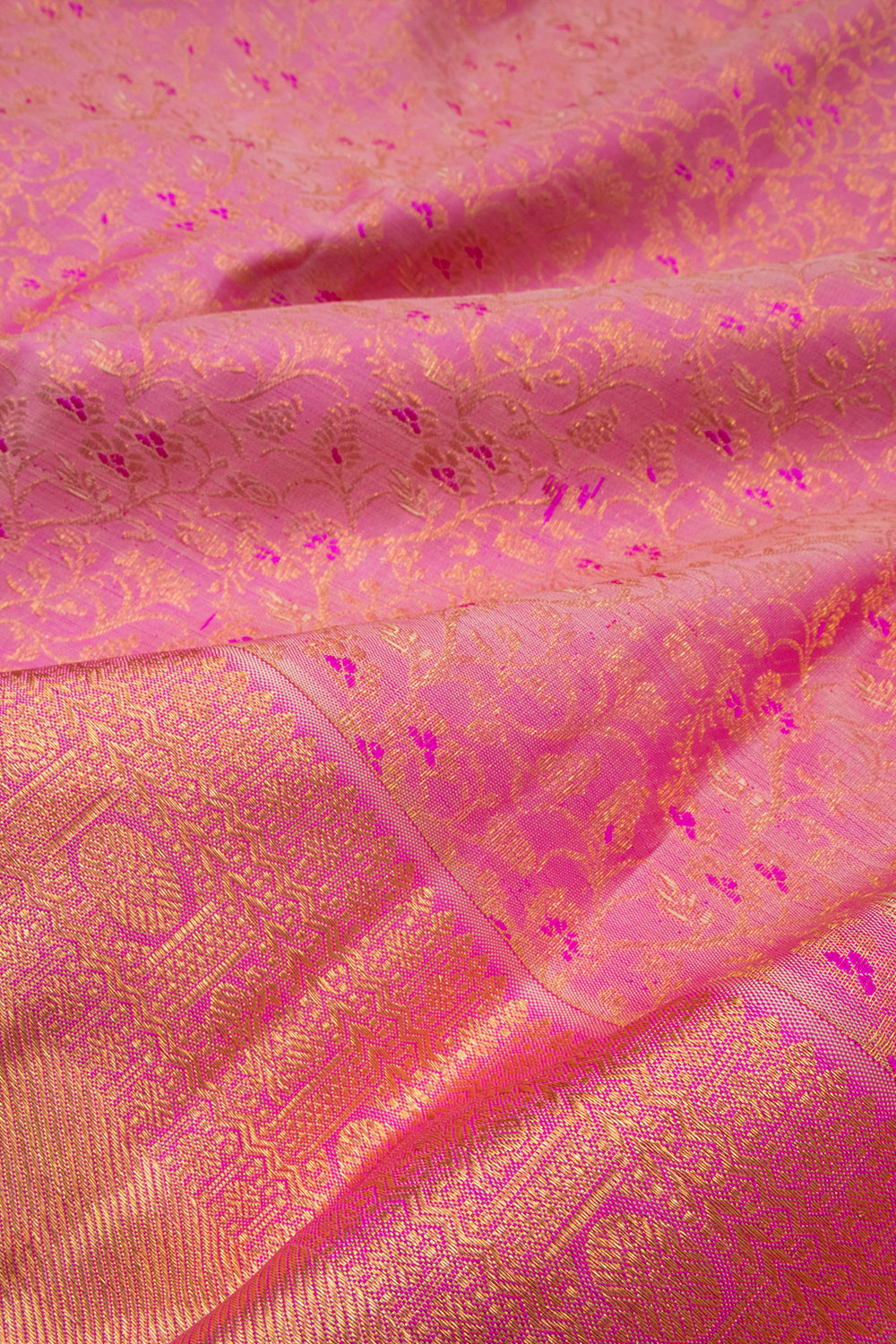 Dusky Rose Pink Pure Zari Kanjivaram Silk Saree 10063068